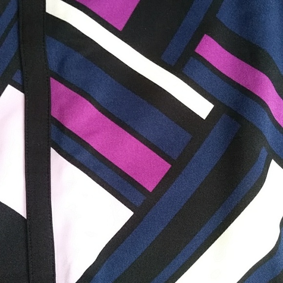 Worthington Pattern Pencil Skirt w/Front Slit 6 Black Blue - Picture 7 of 15